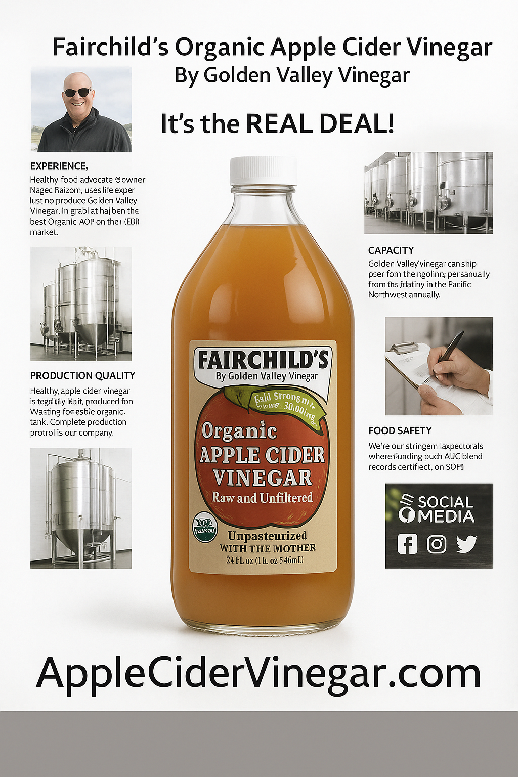 Fairchild Organic Apple Cider Vinegar – 32oz (With The Mother)