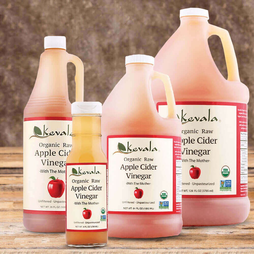 Kevala Organic Apple Cider Vinegar - 128 fl oz – 1 gallon – With Mother - Fresh Apples – Cooking Vinegar – Organic Raw
