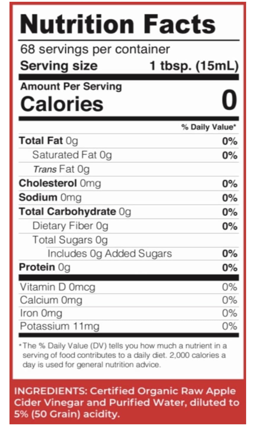 Lucy's Family Owned - USDA Organic NonGMO Raw Apple Cider Vinegar, Unfiltered, Unpasteurized, With the Mother, 34oz GLASS Bottle