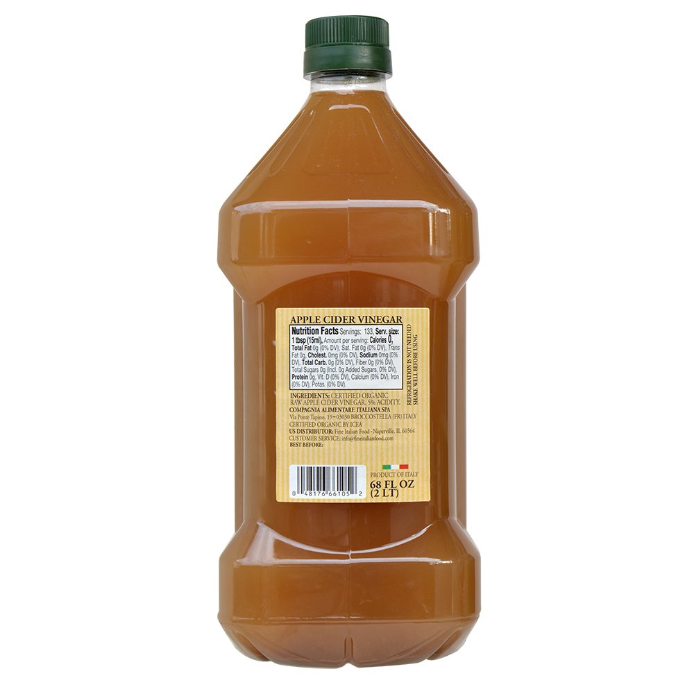 Organic Apple Cider Vinegar With The Mother 68 oz -100% USDA Certified Organic - Raw, Unfiltered
