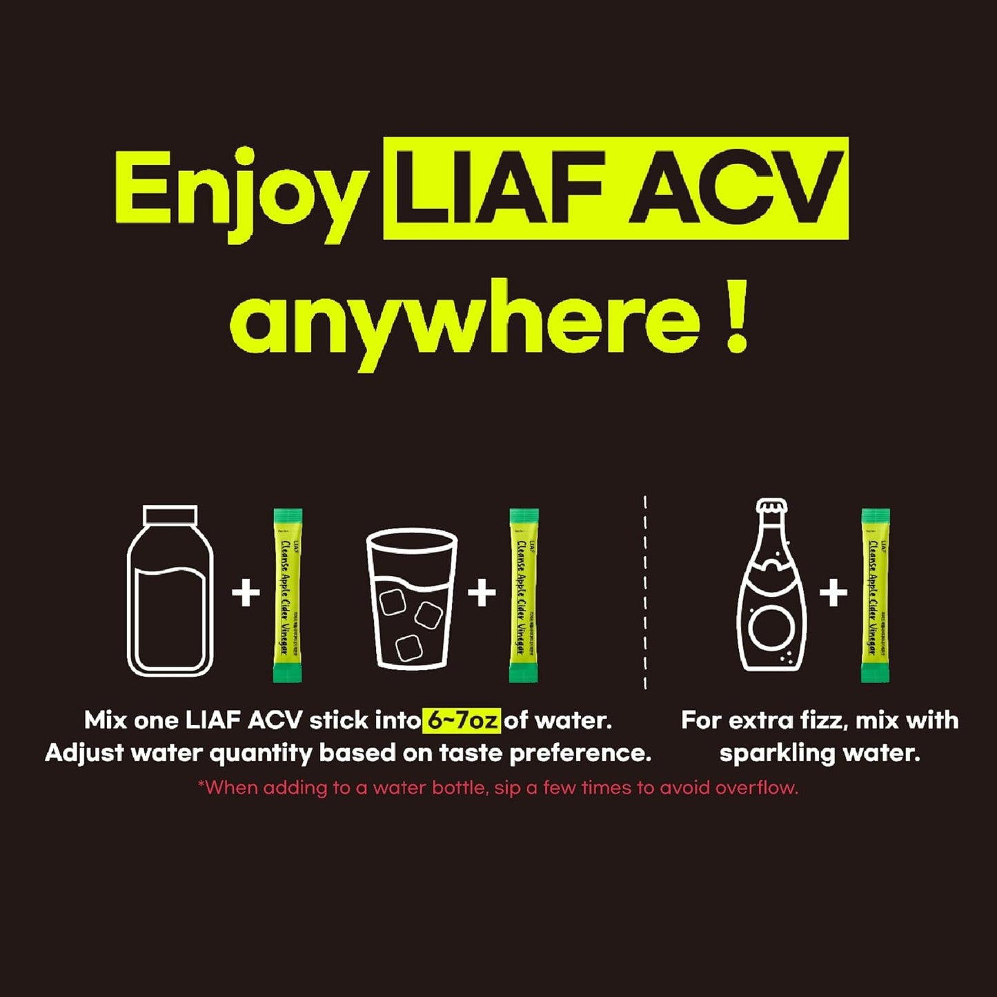 LIAF Apple Cider Vinegar Powder Loaded Tea Packets | Korean Fermented ACV with Mother | Travel Size Instant Dissolving Drink Mix | Sugar Free Energy Boost | Lemon Flavor 10 Count