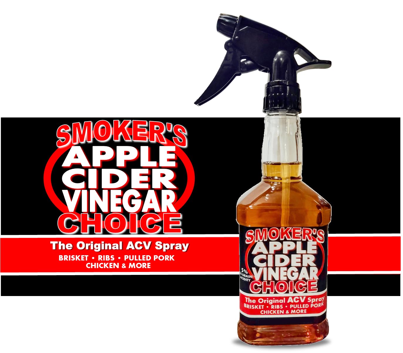 Apple Cider Vinegar Spray | For Deepest Smoke Ring | Smoker’s Choice Original ACV Spray | For Best Results on Brisket Pork Ribs Chicken & More | Enhances Flavor Profile | Ready to Use Smoker Accessories
