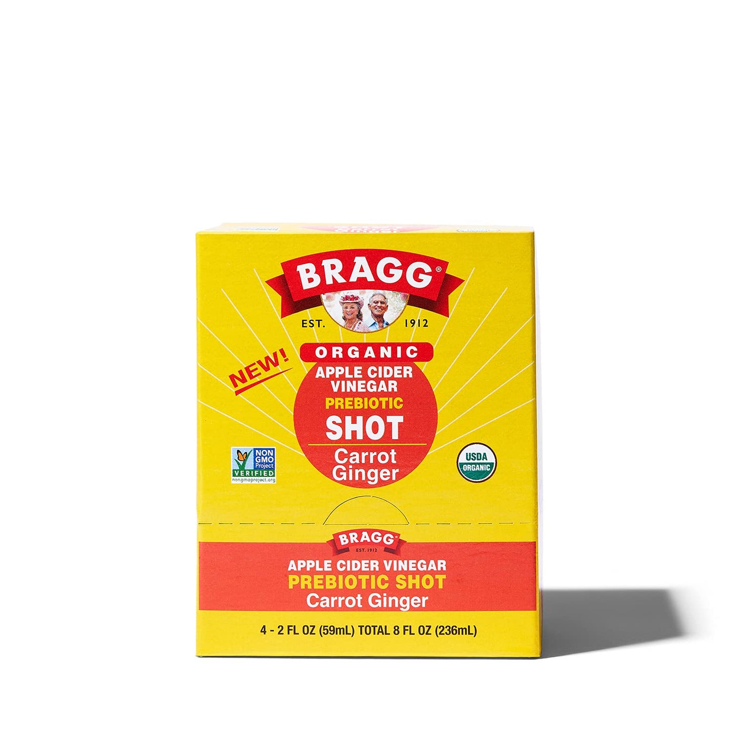 Bragg Organic Apple Cider Vinegar Shot Carrot Ginger, 2 Fluid Ounce (Pack of 4)