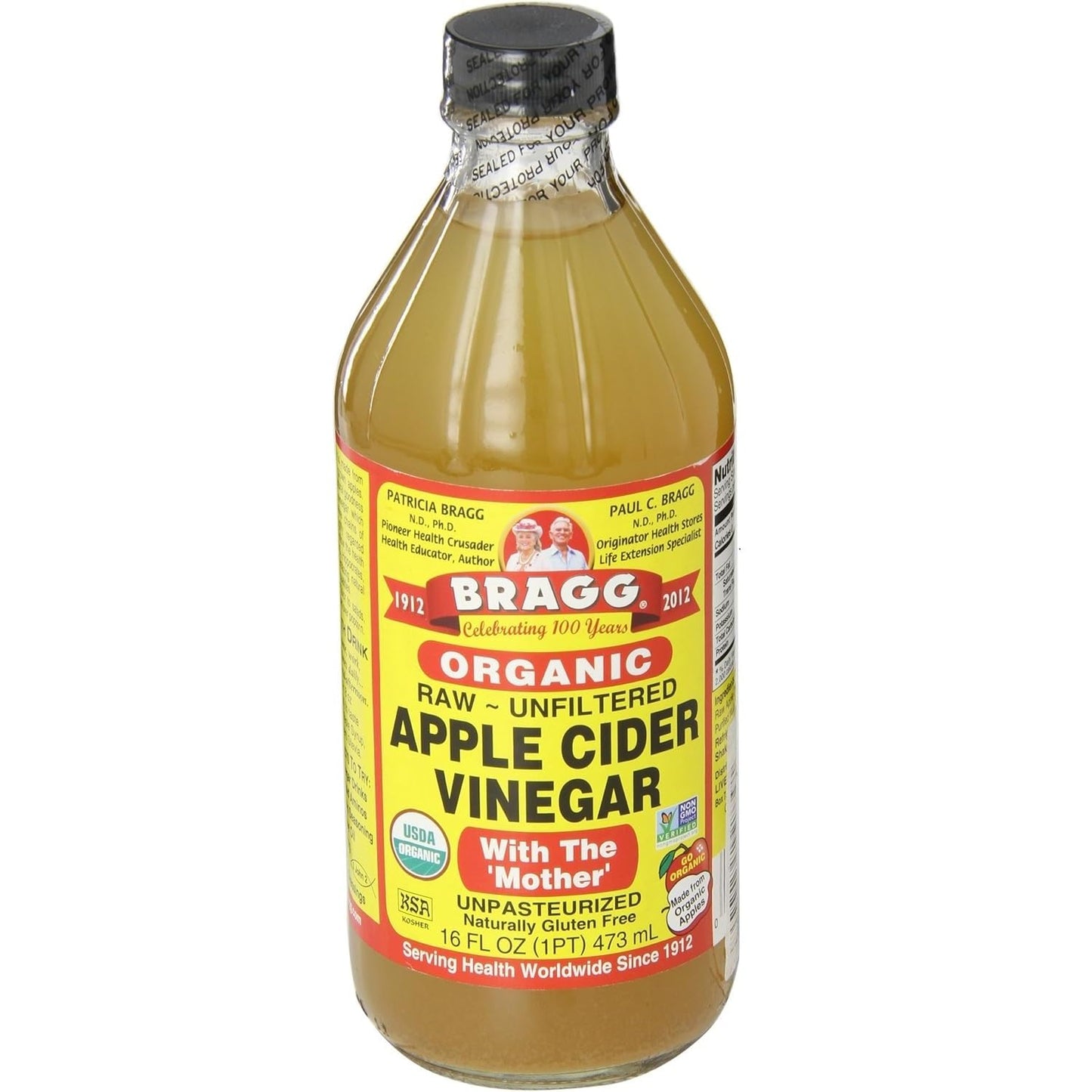 Bragg USDA Organic Raw Apple Cider Vinegar, With The Mother 16 Ounces Natural Cleanser, Promotes Weight Loss