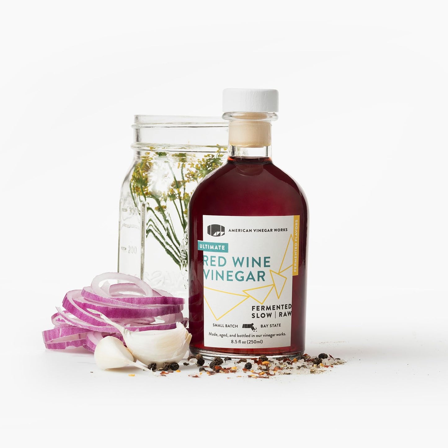 American Vinegar Works - Essentials Kitchen Vinegars - Includes Apple Cider, Red Wine, Rice Wine, and Chardonnay Wine Vinegars - Packed in a Custom Box - Great for Gifts - 8.5 oz Bottles - 4 Pack
