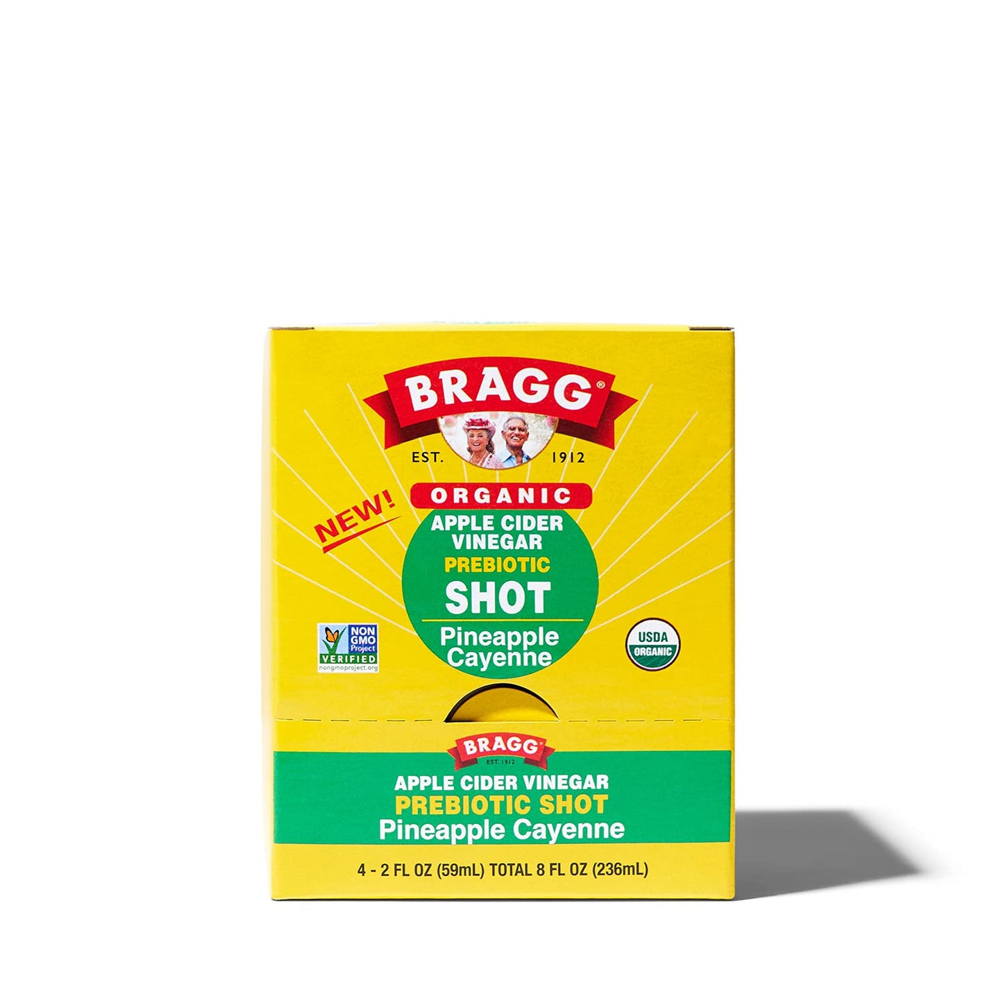 Bragg Organic Apple Cider Vinegar Shot – 2 Oz ACV Shot – USDA Certified Organic (Pineapple Cayenne, 2 Fl Oz (Pack of 4))