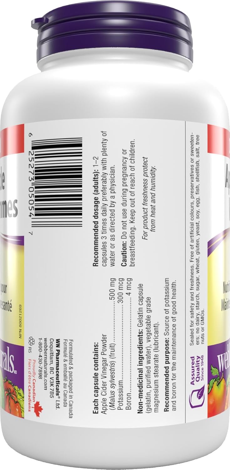 Webber Naturals Apple Cider Vinegar 500 mg, 240 Capsules