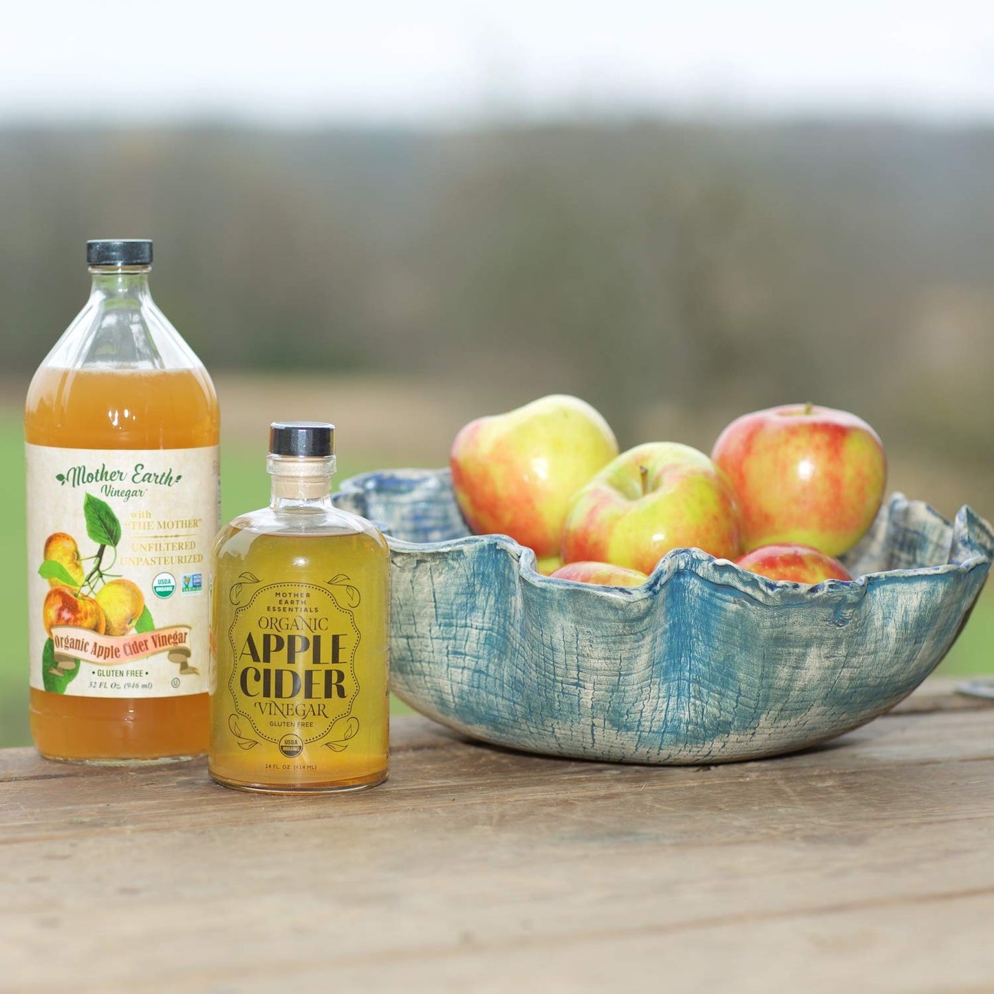 Mother Earth, Organic Apple Cider Vinegar with The Mother, Fresh Pressed Organic Apples, OACV, ACV, Raw, Unpasteurized, Unfiltered (1/14oz Apothecary Glass Bottle with Pour Spout)
