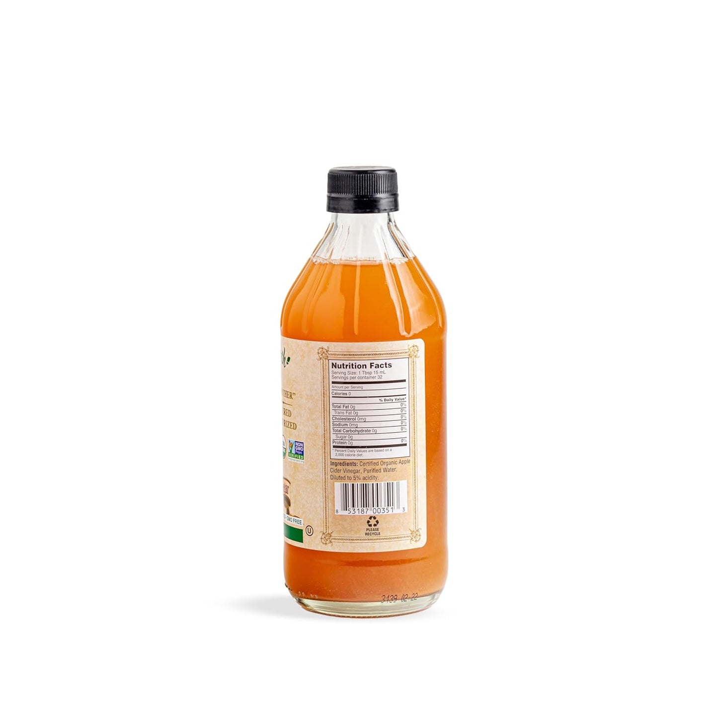 Mother Earth, Organic Apple Cider Vinegar with The Mother, Fresh Pressed Organic Apples, OACV, ACV, Raw, Unpasteurized, Unfiltered (1/16oz Glass Bottle)