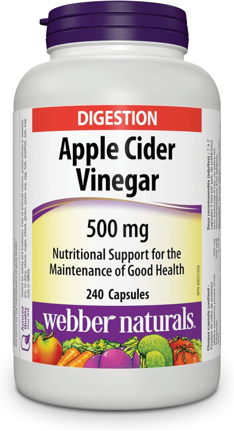 Webber Naturals Apple Cider Vinegar 500 mg, 240 Capsules