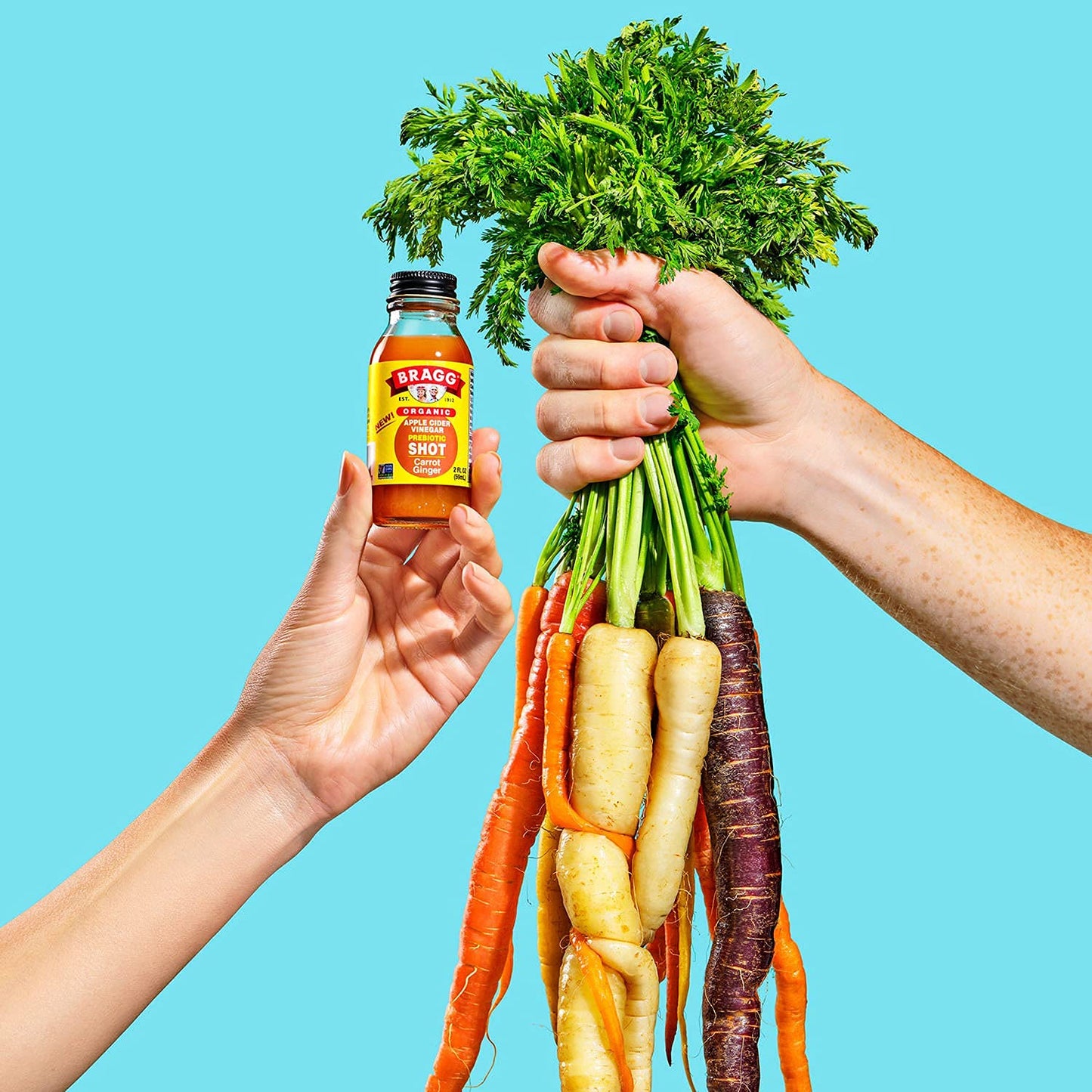 Bragg Organic Apple Cider Vinegar Shot Carrot Ginger, 2 Fluid Ounce (Pack of 4)