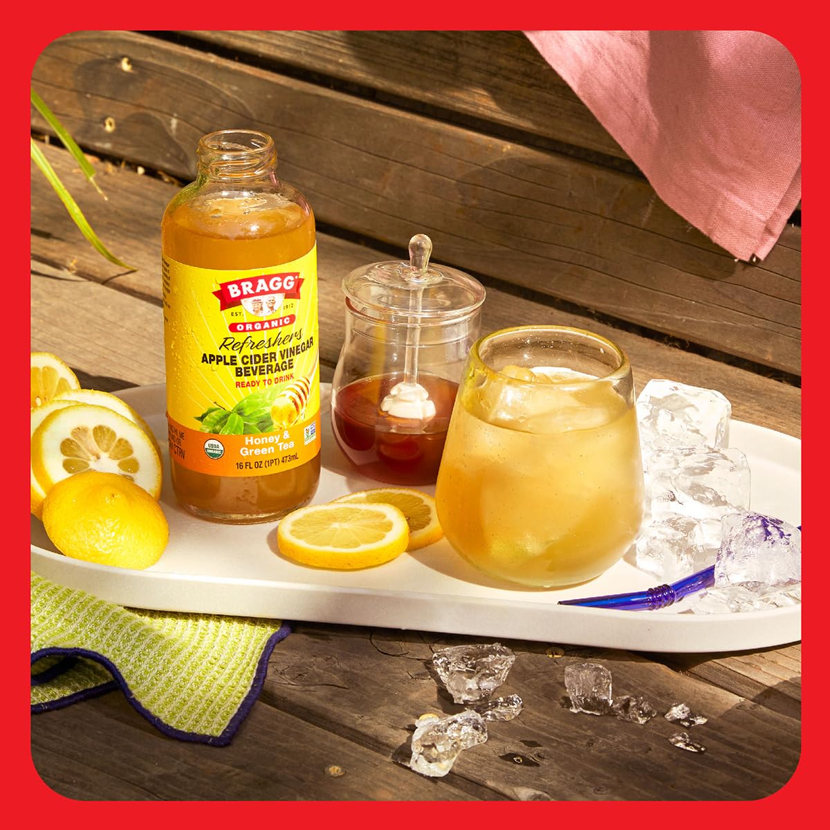 Bragg Honey and Green Tea Apple Cider Vinegar Refresher - (2 Pack) 16 fl oz - Raw and Unfiltered