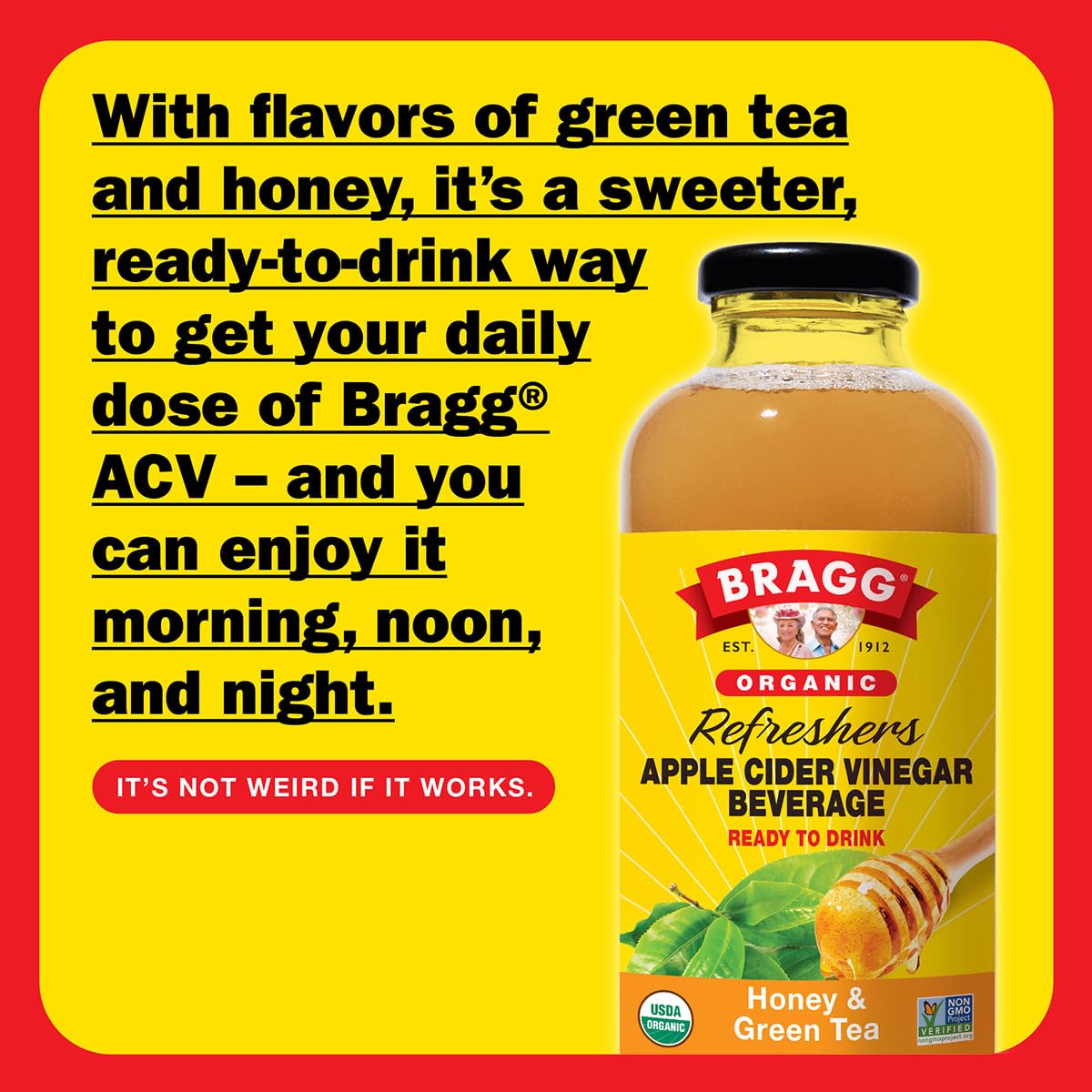 Bragg Honey and Green Tea Apple Cider Vinegar Refresher - (2 Pack) 16 fl oz - Raw and Unfiltered