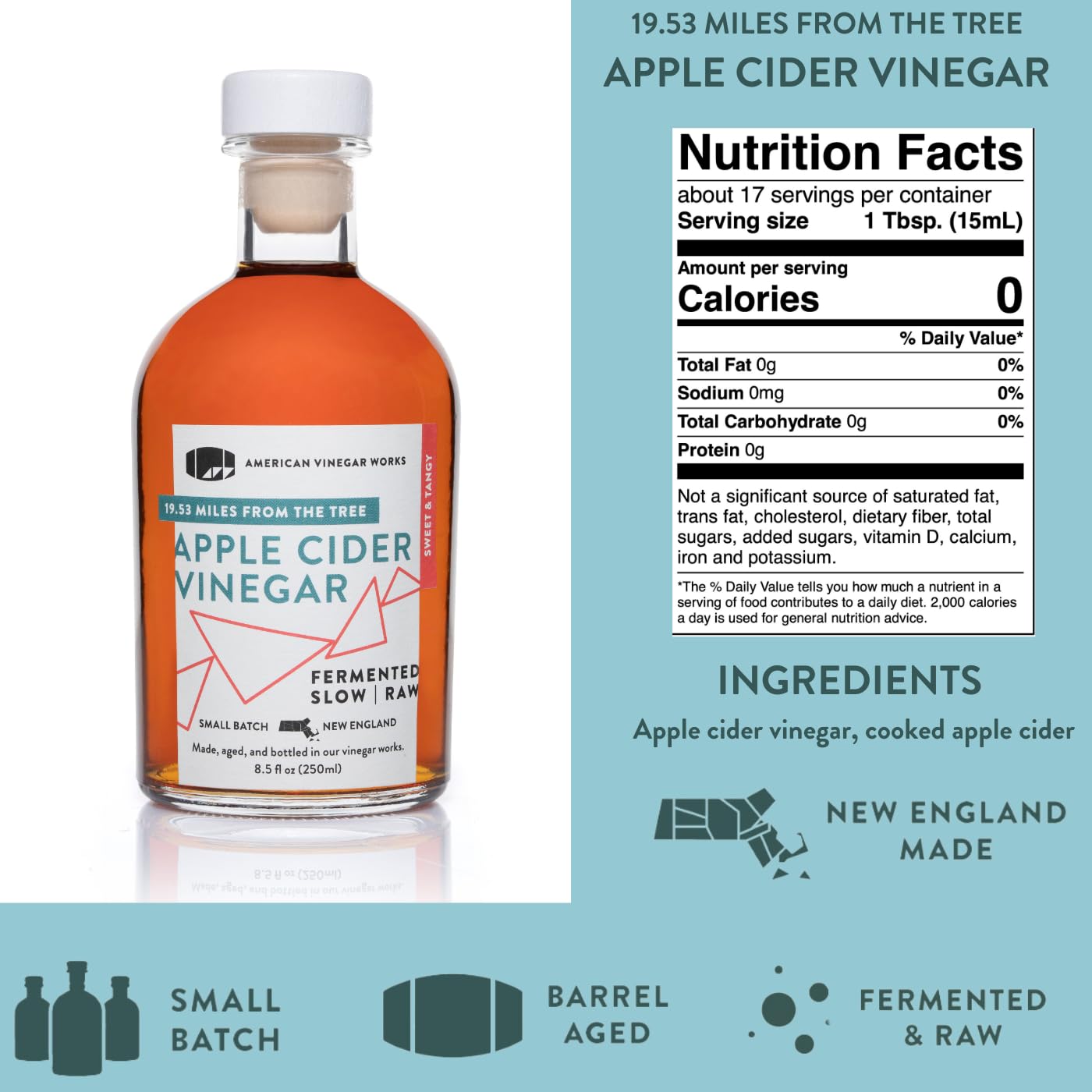 American Vinegar Works - Essentials Kitchen Vinegars - Includes Apple Cider, Red Wine, Rice Wine, and Chardonnay Wine Vinegars - Packed in a Custom Box - Great for Gifts - 8.5 oz Bottles - 4 Pack