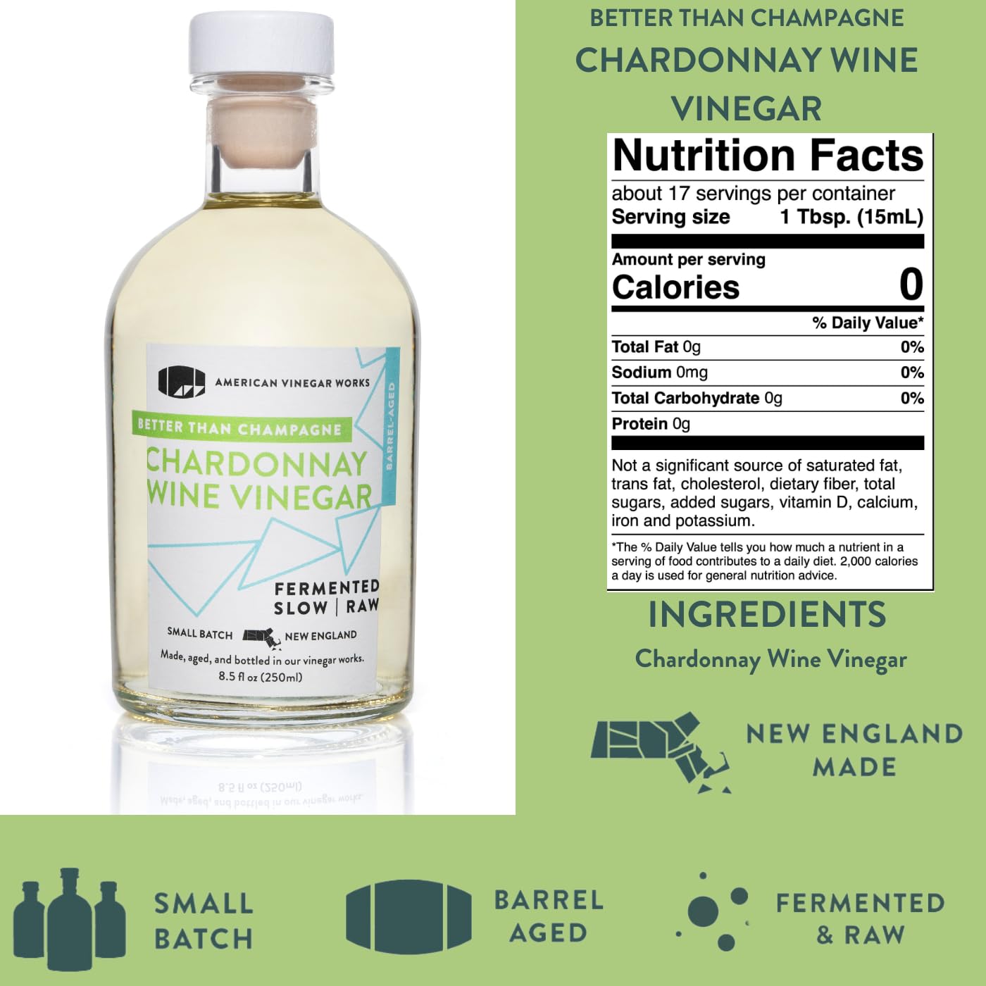 American Vinegar Works - Essentials Kitchen Vinegars - Includes Apple Cider, Red Wine, Rice Wine, and Chardonnay Wine Vinegars - Packed in a Custom Box - Great for Gifts - 8.5 oz Bottles - 4 Pack