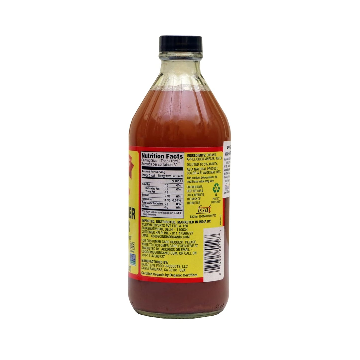 Bragg Organic Apple Cider Vinegar with the Mother - (2 Pack) 16 fl oz - Raw and Unfiltered