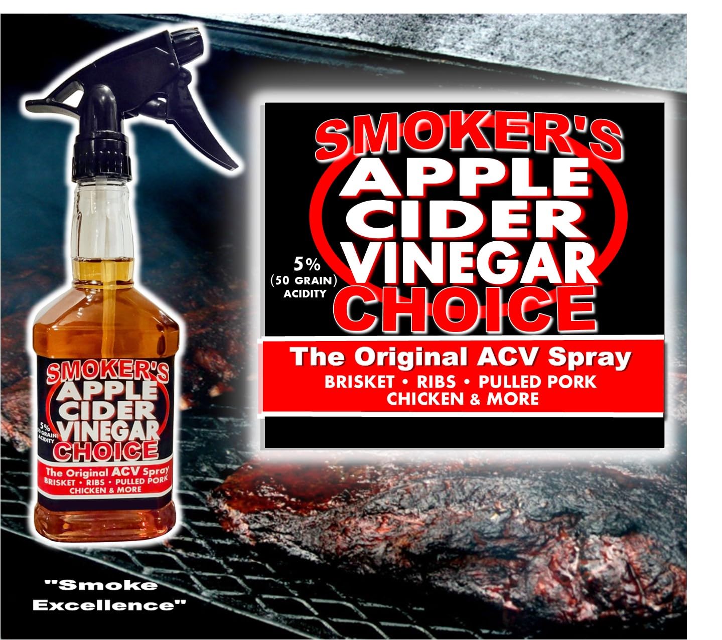 Apple Cider Vinegar Spray | For Deepest Smoke Ring | Smoker’s Choice Original ACV Spray | For Best Results on Brisket Pork Ribs Chicken & More | Enhances Flavor Profile | Ready to Use Smoker Accessories