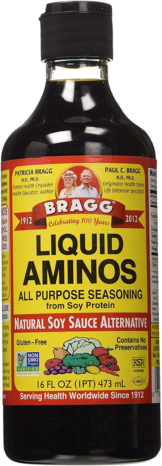 Bragg Variety Pack: Bragg Organic Liquid Aminos 16 oz + Bragg Apple Cider Vinegar Organic Raw Unfiltered, 16 Oz; with Bonus Measuring Spoon