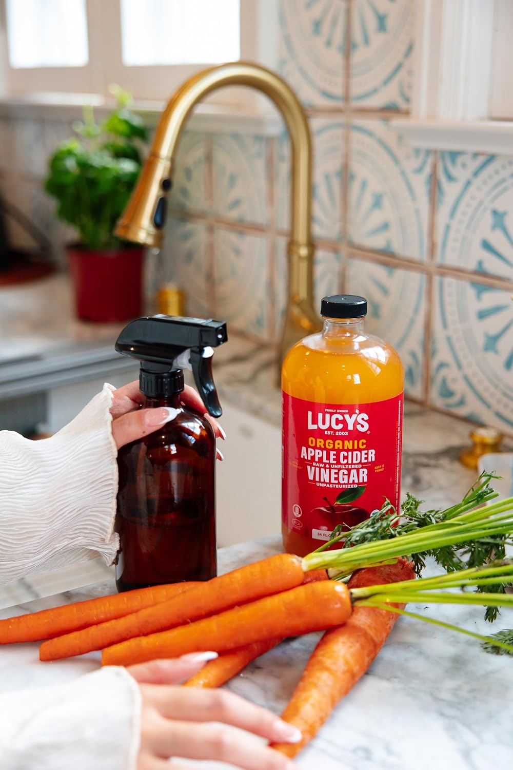 Lucy's Family Owned - 34oz. GLASS BOTTLE (2-Pack) Organic, With the Mother, Apple Cider Vinegar, Unfiltered, Unpasteurized, Raw, and NonGMO