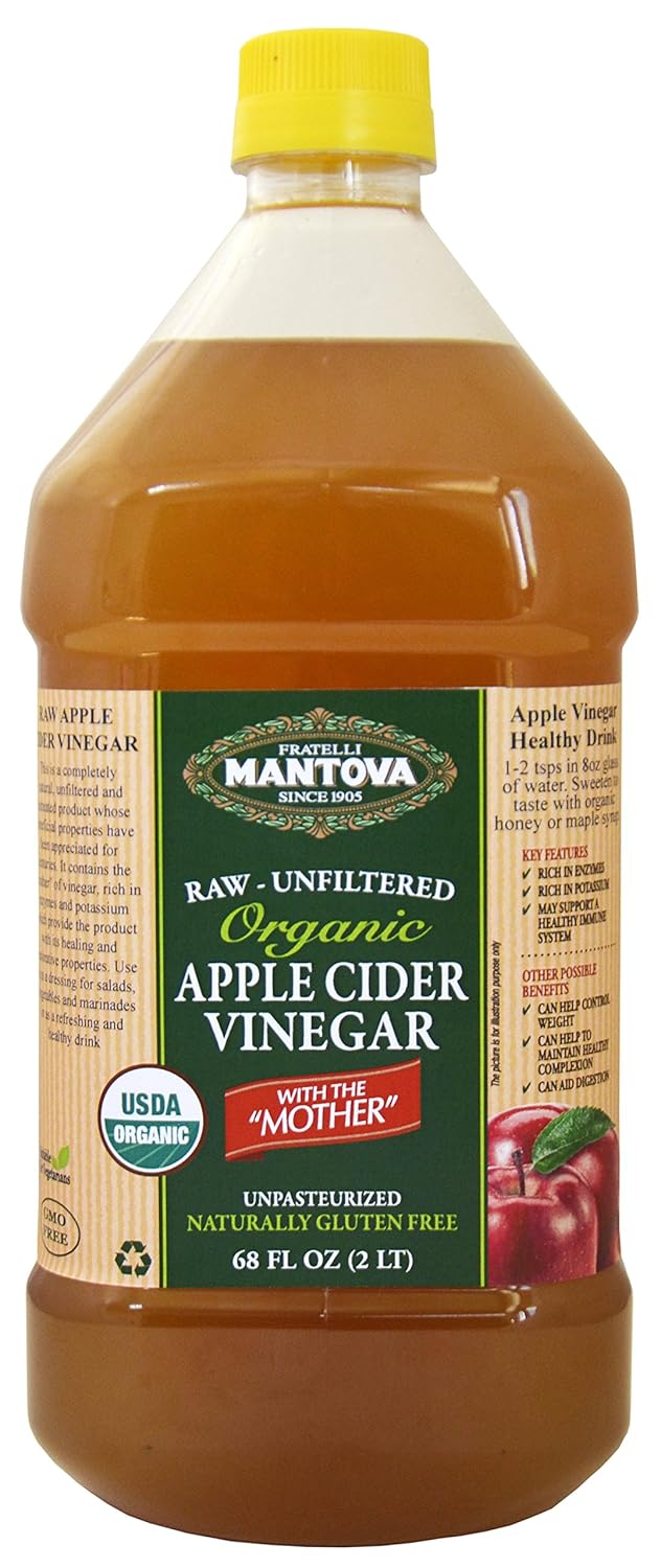 Organic Apple Cider Vinegar With The Mother 68 oz -100% USDA Certified Organic - Raw, Unfiltered
