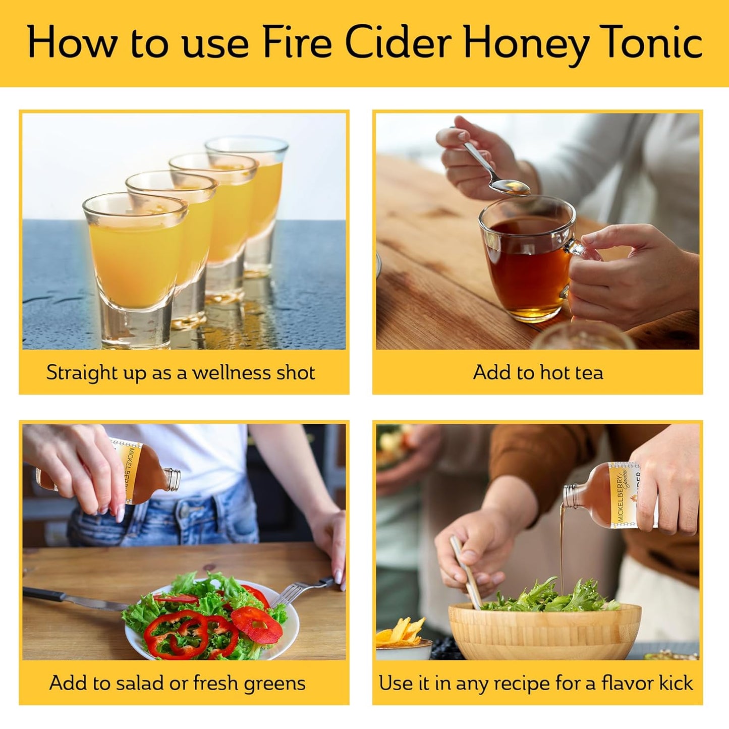 Mickelberry Gardens Fire Cider Apple Cider Vinegar Honey Tonic with Organic Turmeric Root, Ginger Root & Dandelion - Natural Digestion & Immune Support (8 Ounces)