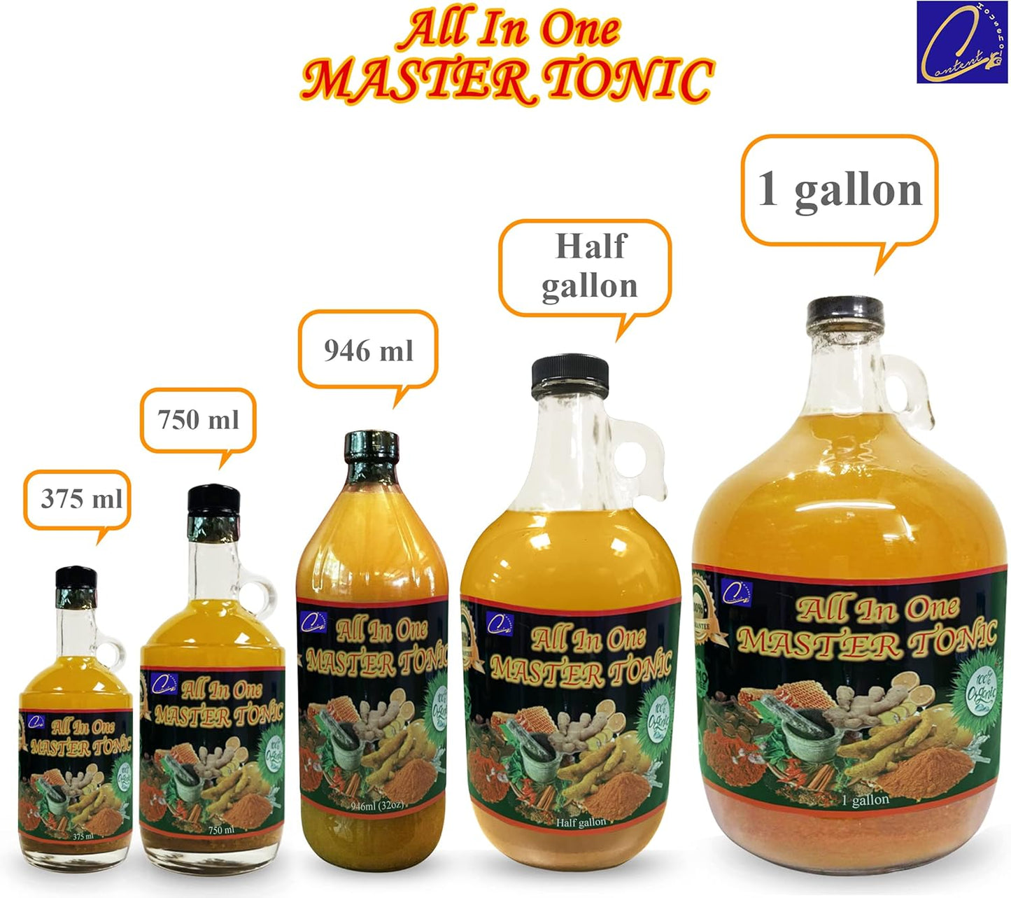 64oz Kosher| Halal | Natural apple cider vinegar | All in One Master Tonic Shots cinnamon, cloves, lemon, ginger, turmeric, cayenne pepper, honey, water | USDA Certified Organic | Fire Cider