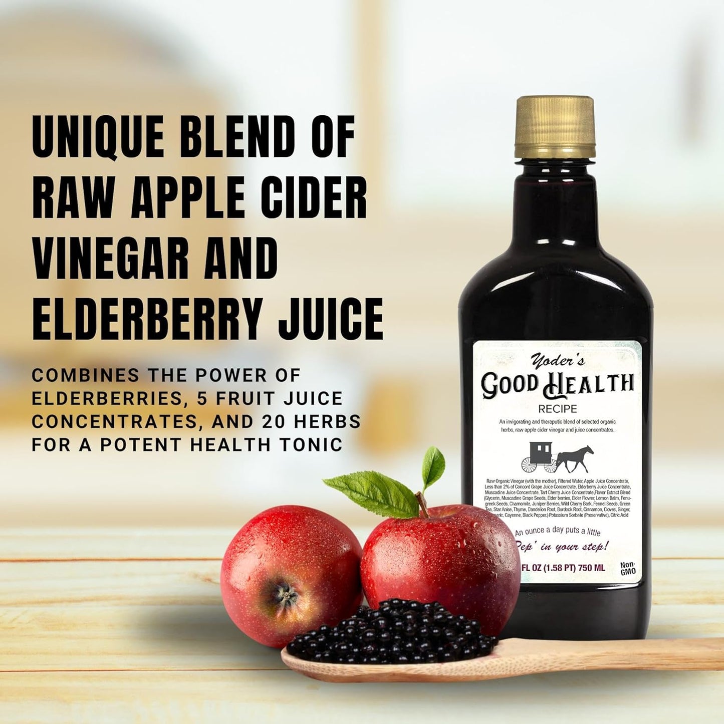 Yoder’s Good Health Recipe Apple Cider Vinegar Liquid Complex, 25 oz, Amish Harvest Herbal Tonic with Elderberry Juice, Organic Wildcrafted Herbs, Raw Detoxifying Antioxidants (2)