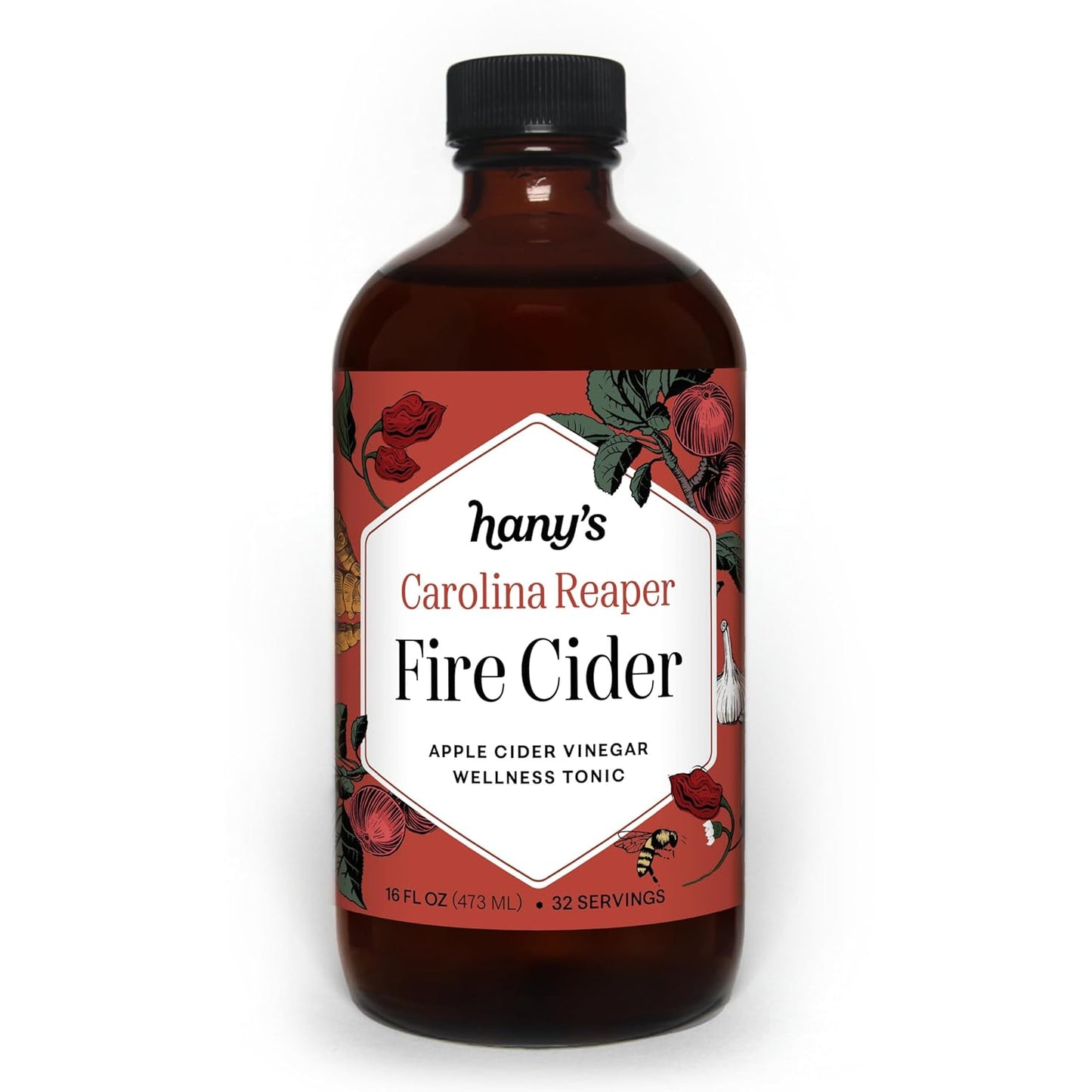 Hany's Harvest Fire Cider – 16 fl oz Glass Bottle | All-Natural, Small-Batch, Handcrafted, Non-GMO, Gluten-Free