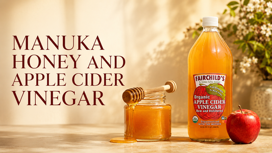 Manuka honey and Fairchild's Organic Apple Cider Vinegar with fresh apple
