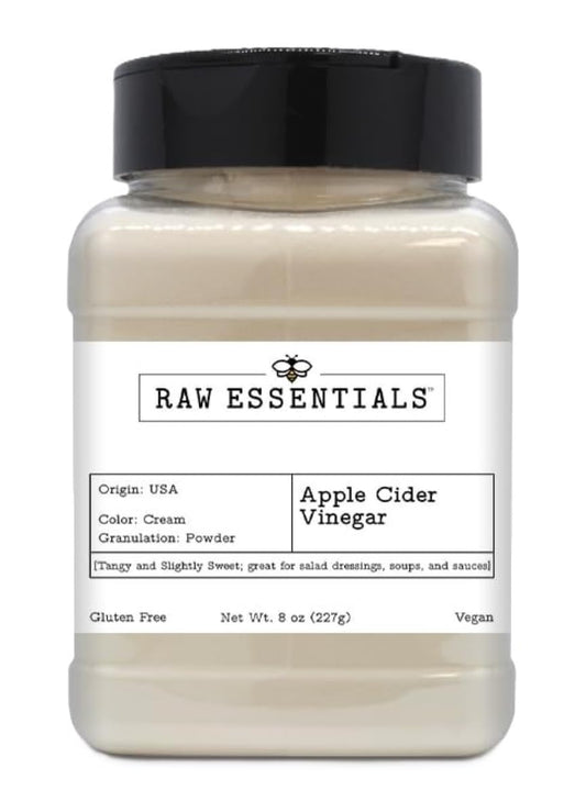 Raw Essentials Apple Cider Vinegar Powder | Tangy and Slightly Sweet | great for Salads, Dressings, Soups and Sauces | 8 Ounce Bottle | Gluten-free and Vegan