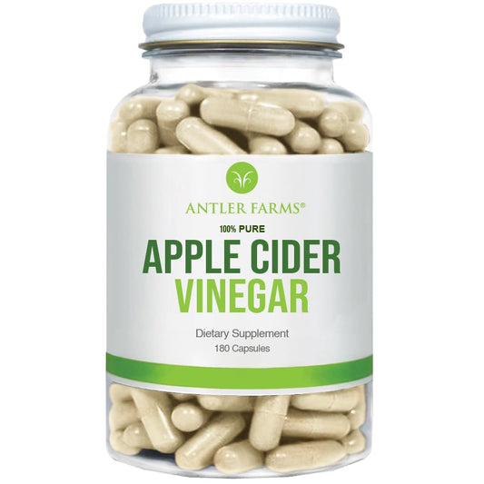Antler Farms - 100% Pure Apple Cider Vinegar with Mother, 180 Capsules, 500mg - A Powerful Ally for Gut and Heart Health - Vegan, Gluten-Free & Non-GMO