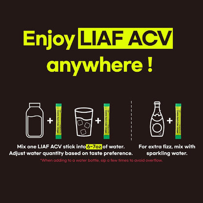 LIAF Apple Cider Vinegar Powder Loaded Tea Packets | Korean Fermented ACV with Mother | Travel Size Instant Dissolving Drink Mix | Sugar Free Energy Boost | Lemon Flavor 10 Count