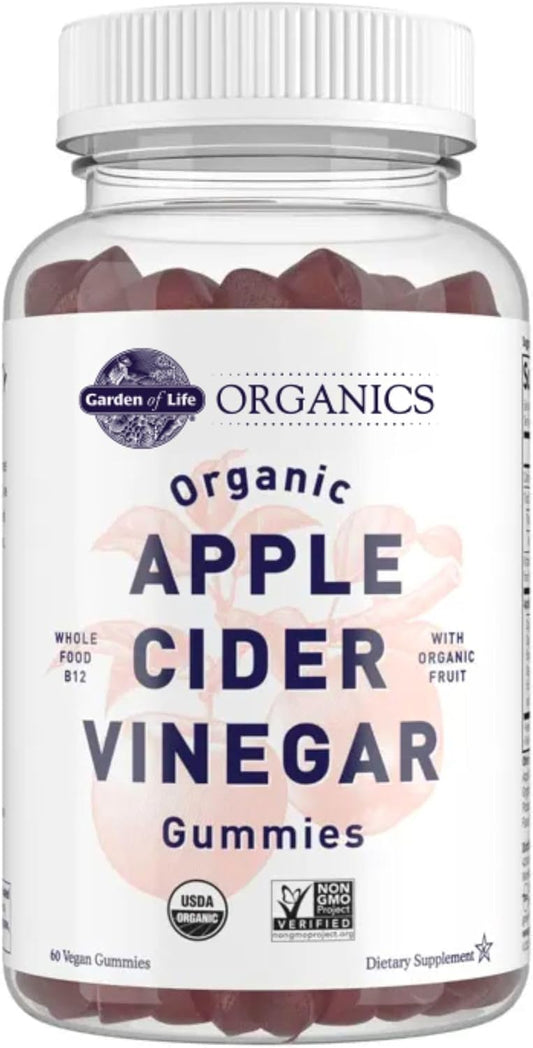 Garden of Life Organics Apple Cider Vinegar Gummies with Vitamin B12 – Organic ACV Gummy Vitamins, Vegan, Gluten-Free, Non-GMO, 60 Gummies