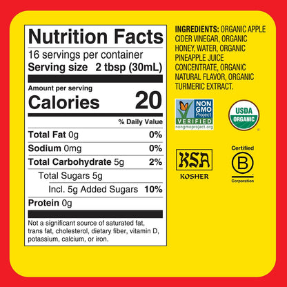 Bragg Organic Flavored Apple Cider Vinegar with the Mother – Raw & Unfiltered, 16 fl oz