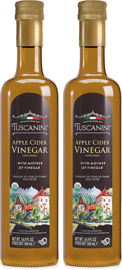 Tuscanini Organic Italian Apple Cider Vinegar with the Mother – 16.9 oz