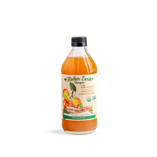Mother Earth, Organic Apple Cider Vinegar with The Mother, Fresh Pressed Organic Apples, OACV, ACV, Raw, Unpasteurized, Unfiltered (1/16oz Glass Bottle)