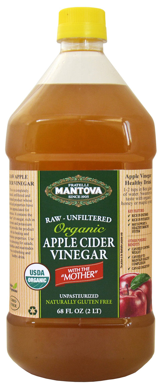 Organic Apple Cider Vinegar With The Mother 68 oz -100% USDA Certified Organic - Raw, Unfiltered