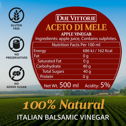 Due Vittorie Italian Apple Cider Vinegar Aged in Wine Barrels – 16.9 fl oz