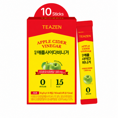 TEAZEN Apple Cider Vinegar Drink Powder – 1500mg ACV, Sugar-Free, 10 Sticks