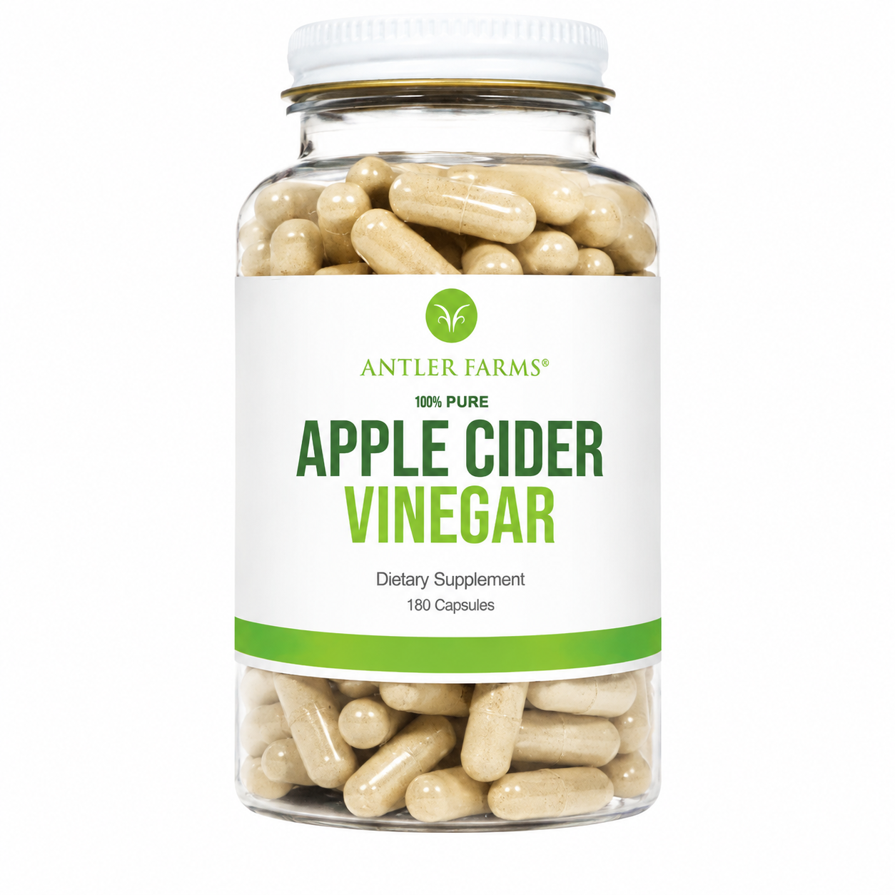 Antler Farms Apple Cider Vinegar with the Mother – 500mg, 180 Vegan Capsules