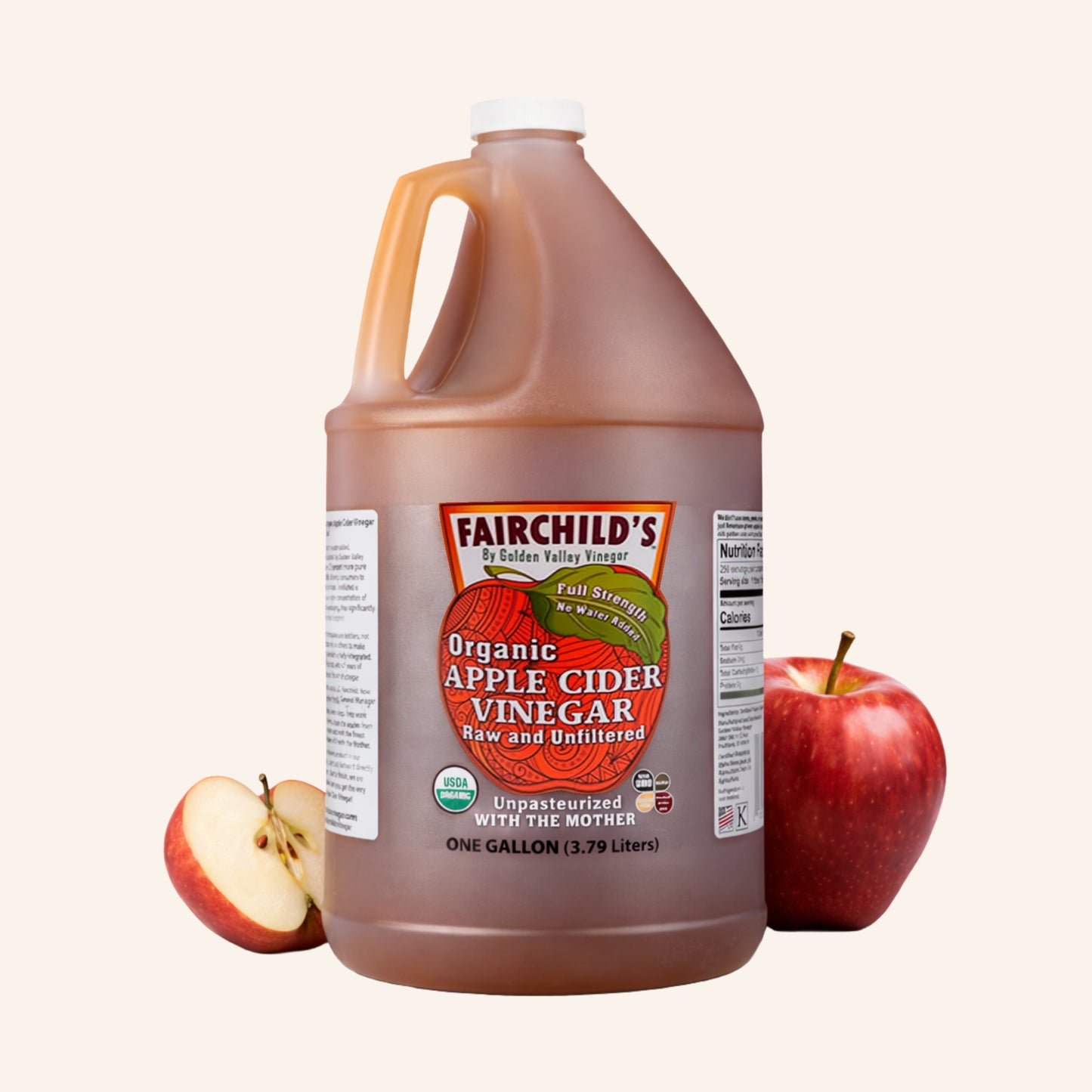 Fairchild’s Organic Apple Cider Vinegar with the Mother – Raw, Unfiltered, Gallon Size